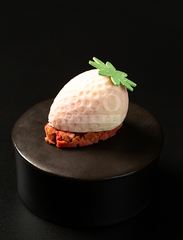 Strawberry & White Chocolate Mousse with Strawberry Coulis